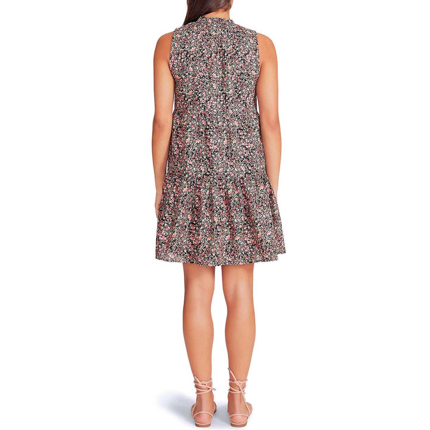 BB Dakota Sleeveless Tiered Black Floral Dress