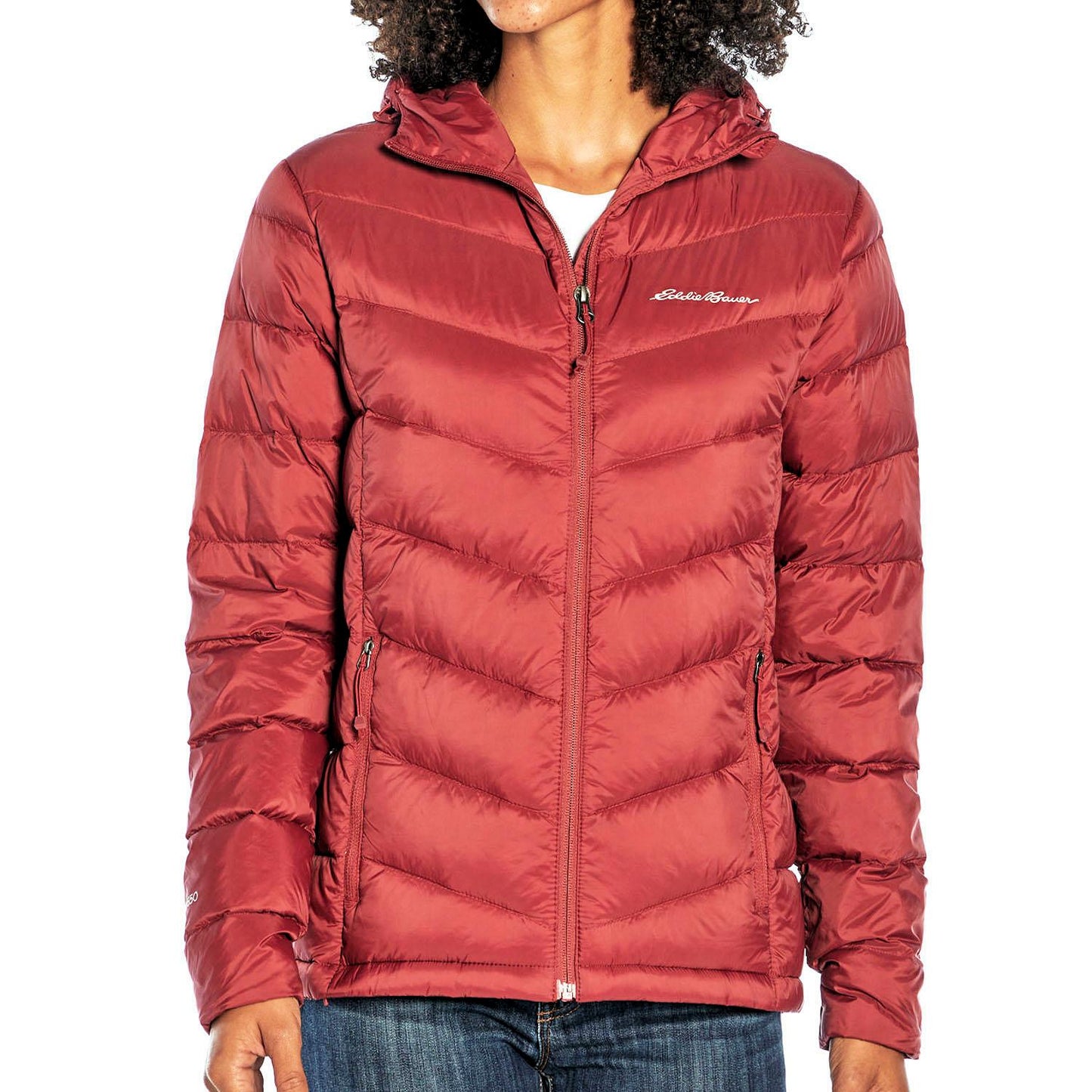 Eddie Bauer Women's Zip Up Microlight Quilted Down Packable Hooded Jacket