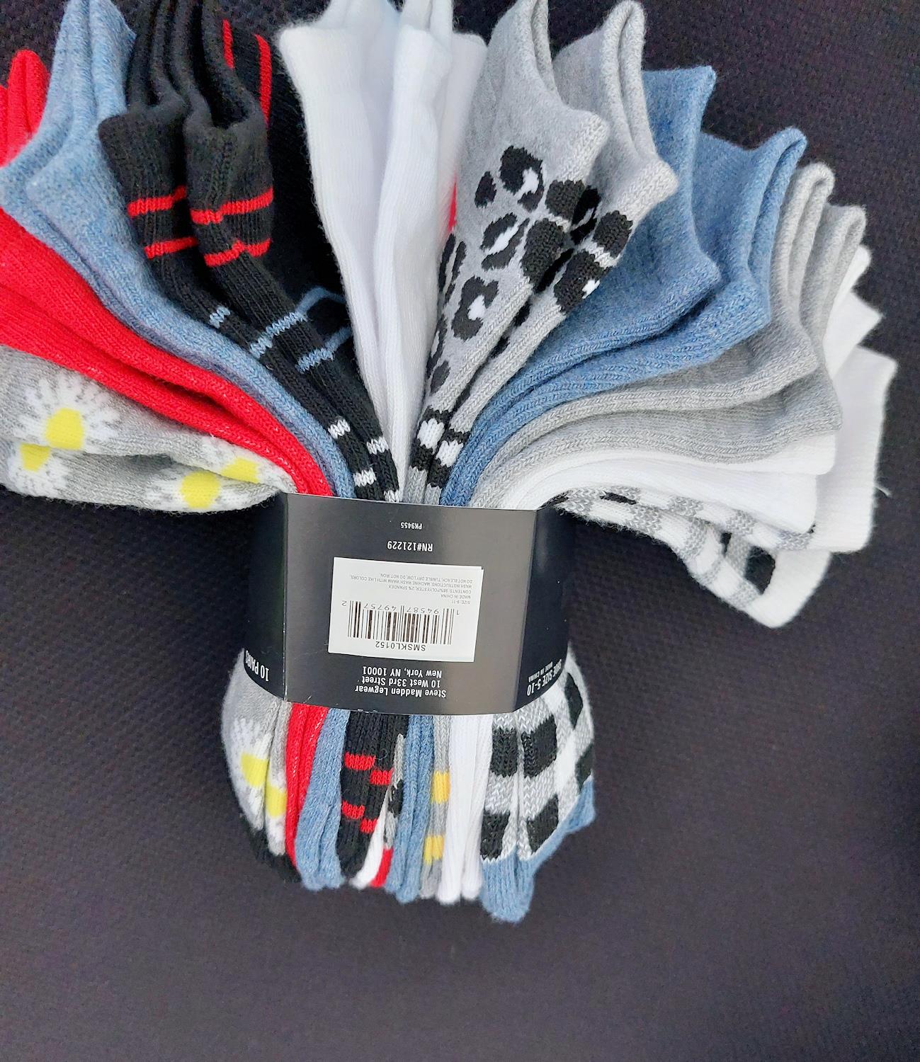 Steve Madden Women's Low Cut Socks 10 Pairs Novelty Styles