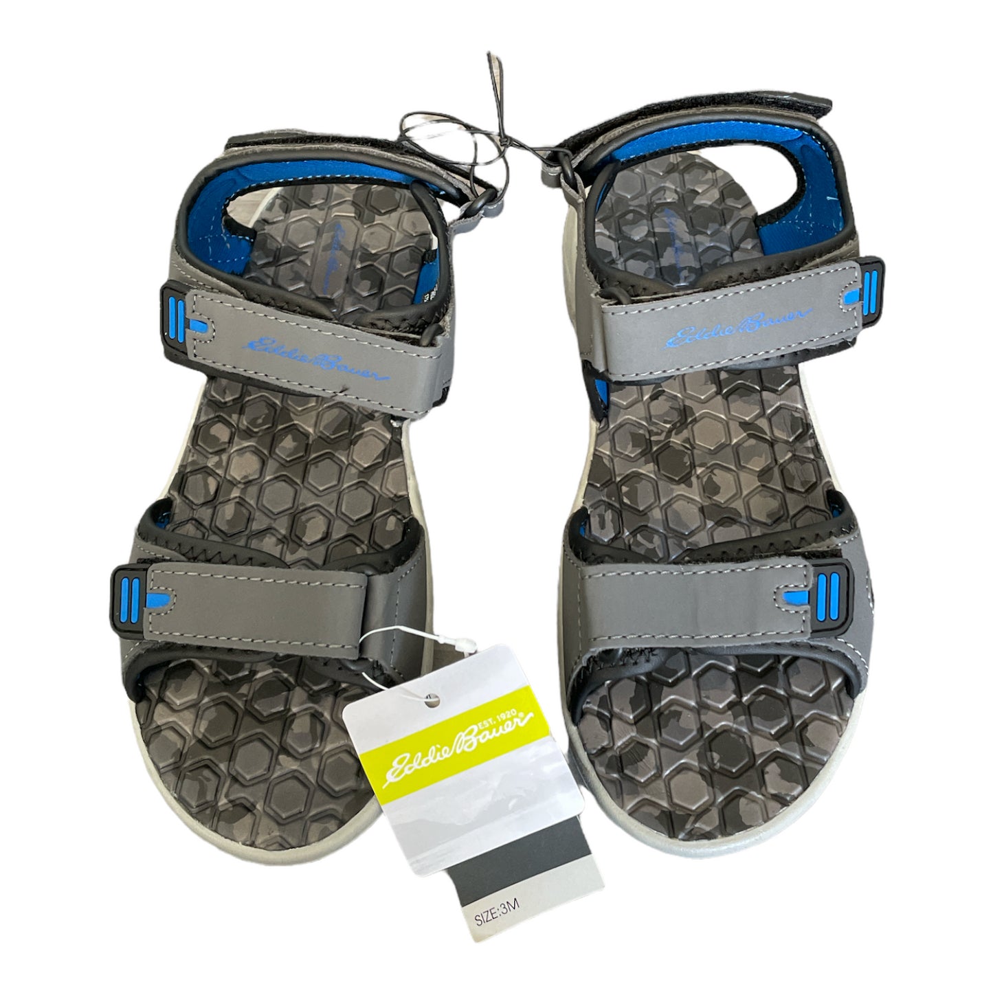 Eddie Bauer Big Boy's Adjustable Strap River Sandal, Blue/Gray Camo