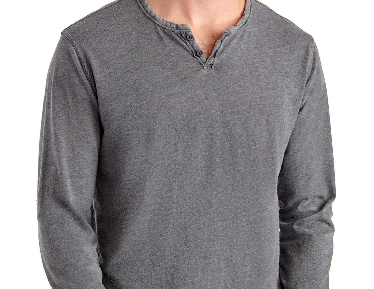 Lucky Brand Men's Long Sleeve Triblend Notch Neck Henley Faded Black