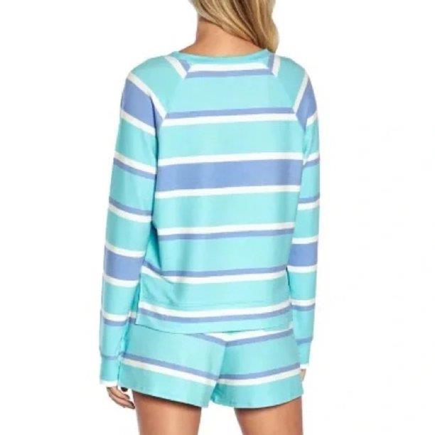 WILDFOX Ladies Sweatshirt & Short Lounge Set Purple Blue Stripes