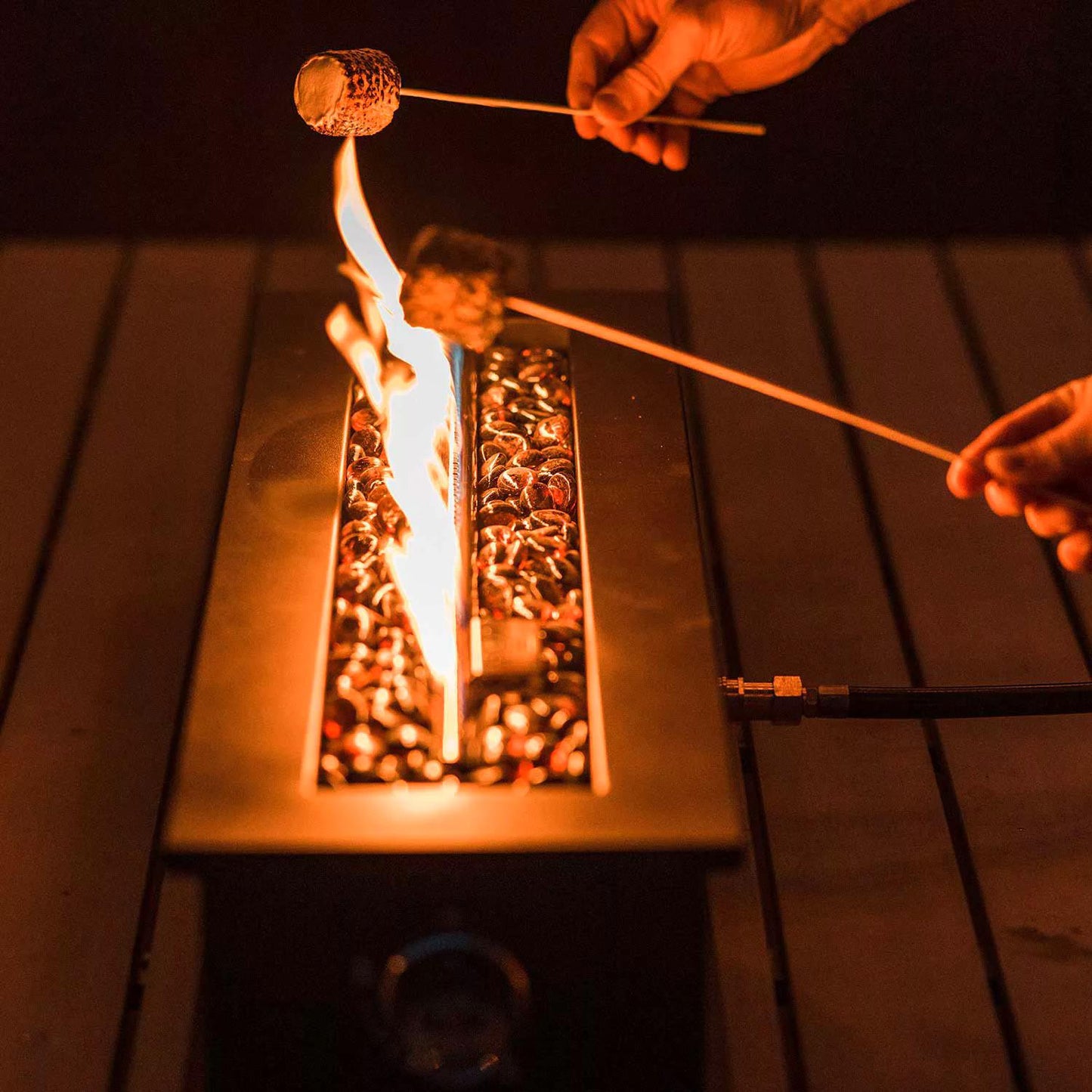 UKIAH Loom Music Fire Pit Table with Stainless Steel Linear Burner