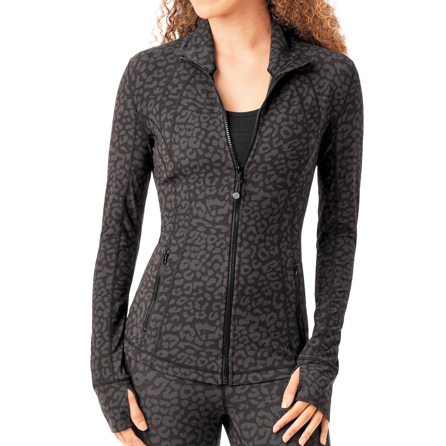 Zen Zip Up Semi Fitted Printed Active Jacket with Thumbhole