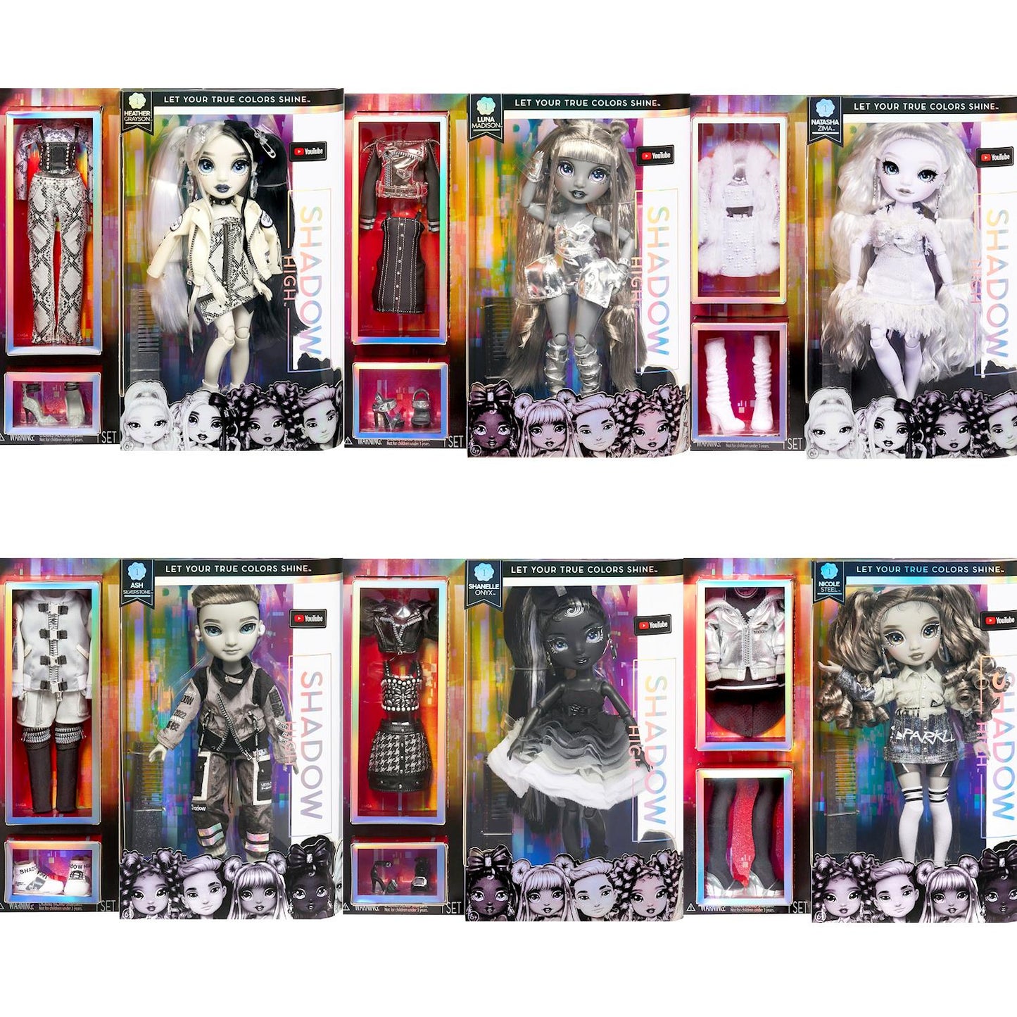 Rainbow High Shadow Series 1 Designer Outfits to Mix & Match with Accessories, Great Gift for Kids 6-12 Years Old and Collectors