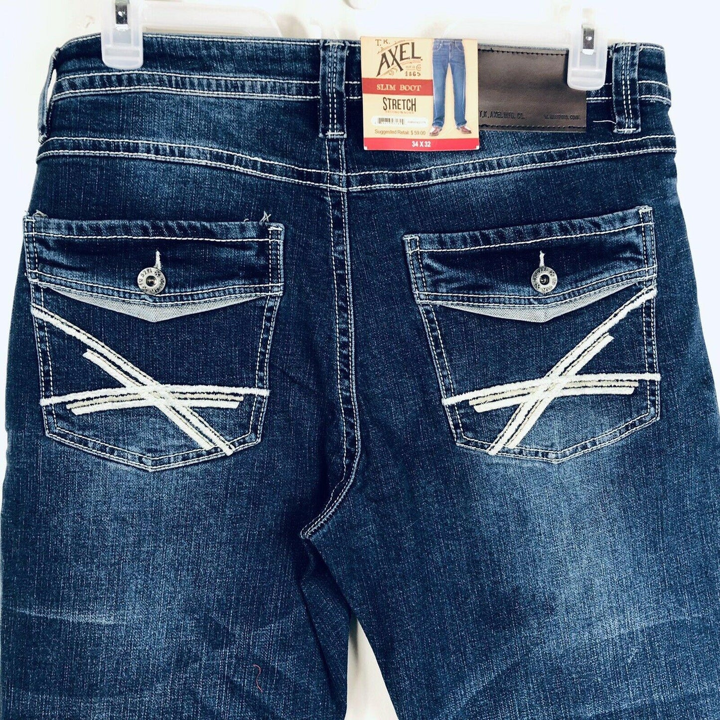 TK Axel Men's Slim Boot Stretch Jeans Medium Wash Eaton Denim