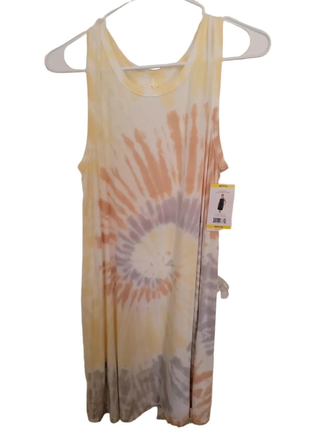 T&S by Thread & Supply Ladies Tie Dye Sleeveless Dress (Orange Sunset, L)