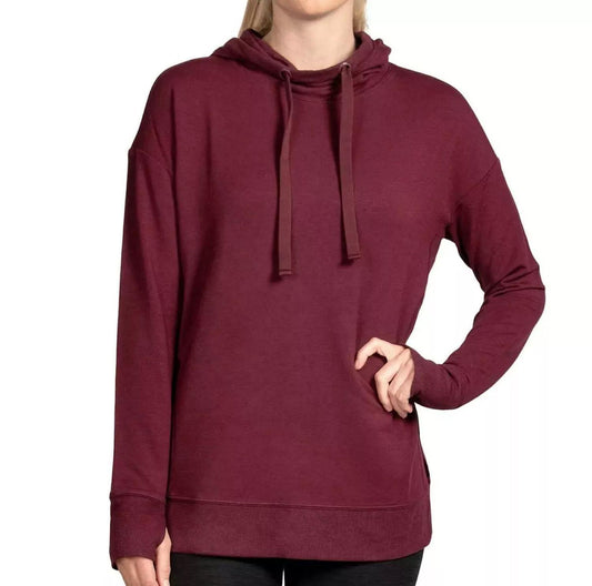 Active Life Women's Soft Modal Pullover Tunic Hoodie W/ Side Slits & Thumbholes (Spiced Apple, XL)