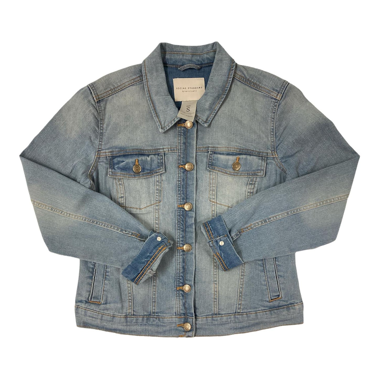 Social Standard Women's Long Sleeve Button Up Denim Jean Jacket