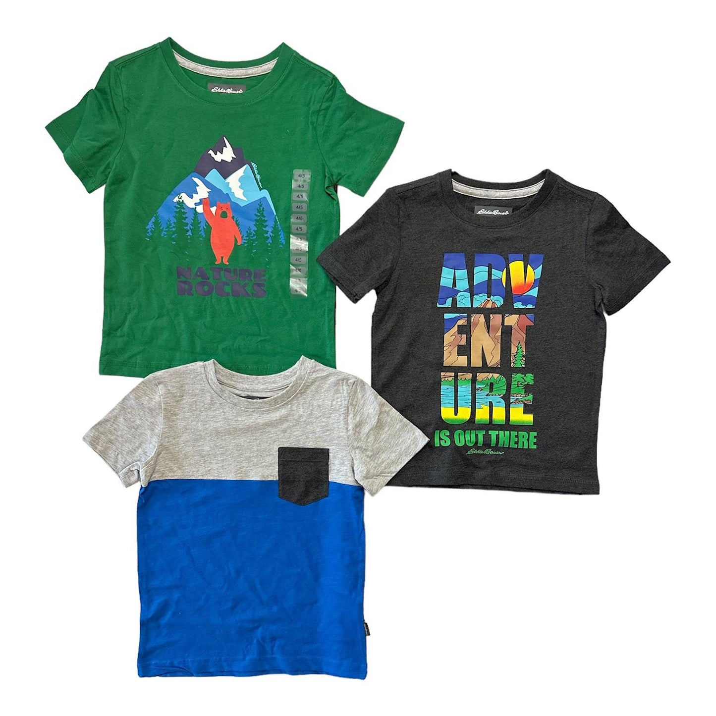 Eddie Bauer Boy's 3-Pack Graphic Print Crewneck Short Sleeve T-Shirts