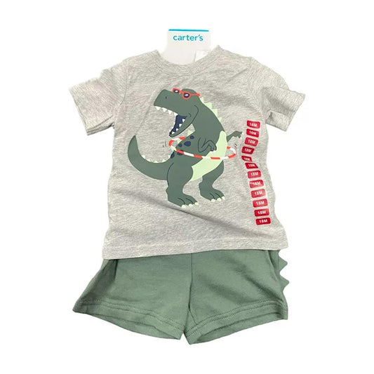 Carter's Boy's 2 Piece Short Sleeve Tee and Shorts Dinosaur 4T