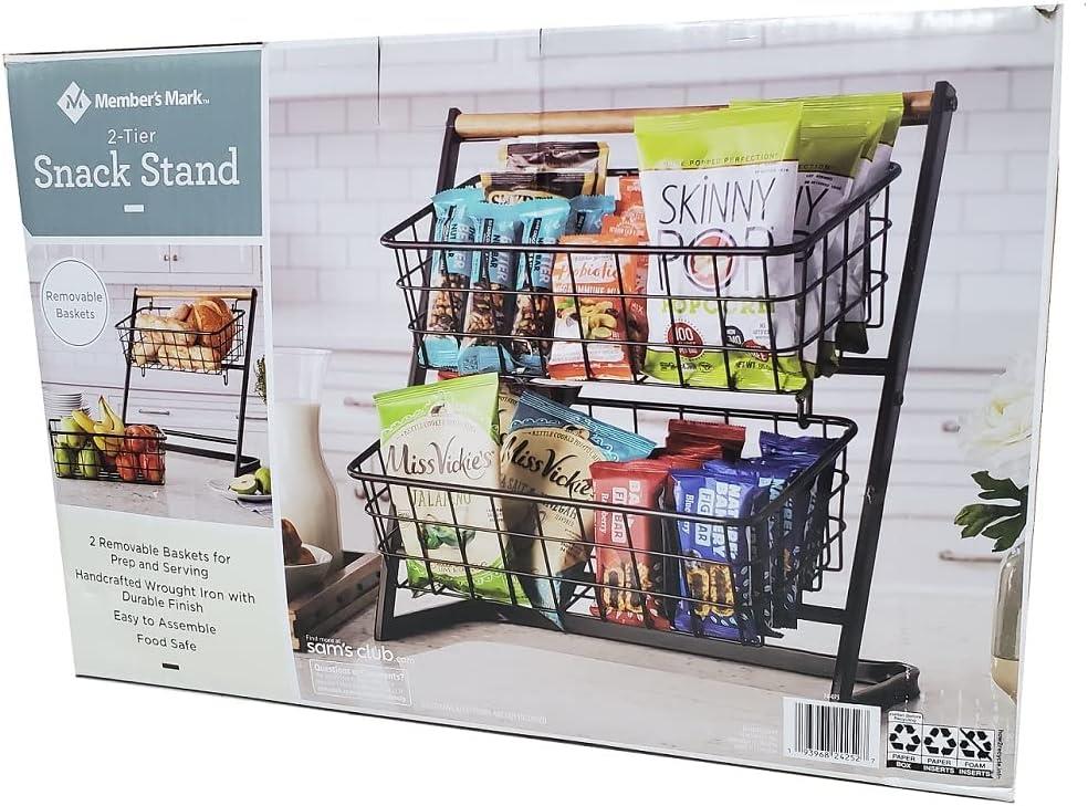Member's Mark 2-Tier Handcrafted Wrought Iron Snack Stand With Removable Angled Baskets