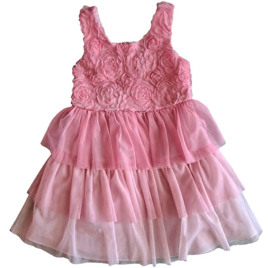 Bonnie Jean Ruffled Tiered Knee Length Ombre Party Dress Rosette Detail