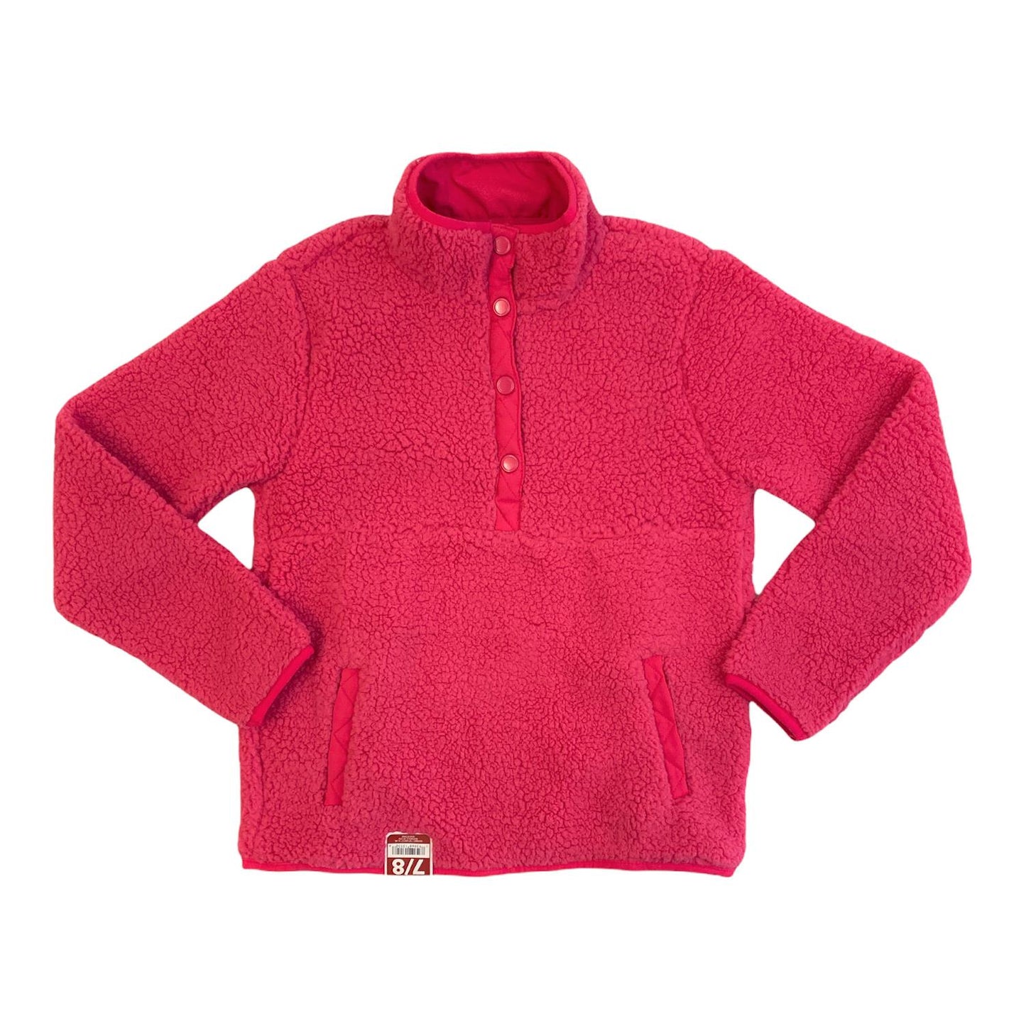 Member's Mark Girl's Snap Placket Cuddly Sherpa Pullover W/ Pockets