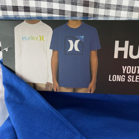 Hurley Boy's Classic Crew Neck Graphic Logo T-Shirt 2Pk 1 Short 1 Long Sleeve