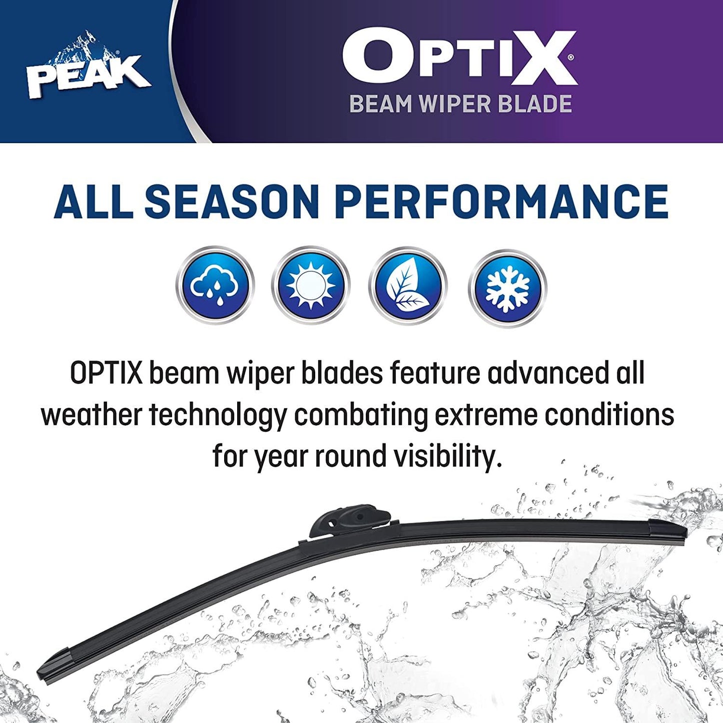 PEAK Optix Beam Wiper Blade, All-Weather Windshield Wiper Blade, Auto Replacement Part, 22", Pack of 1