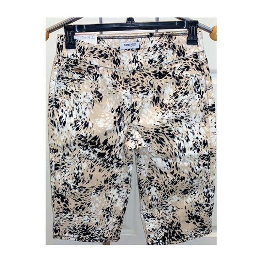 Nine West Women's Heidi Pull-On Yoga Stretch Skimmer Short (Stone Abstract Animal Print, 6)