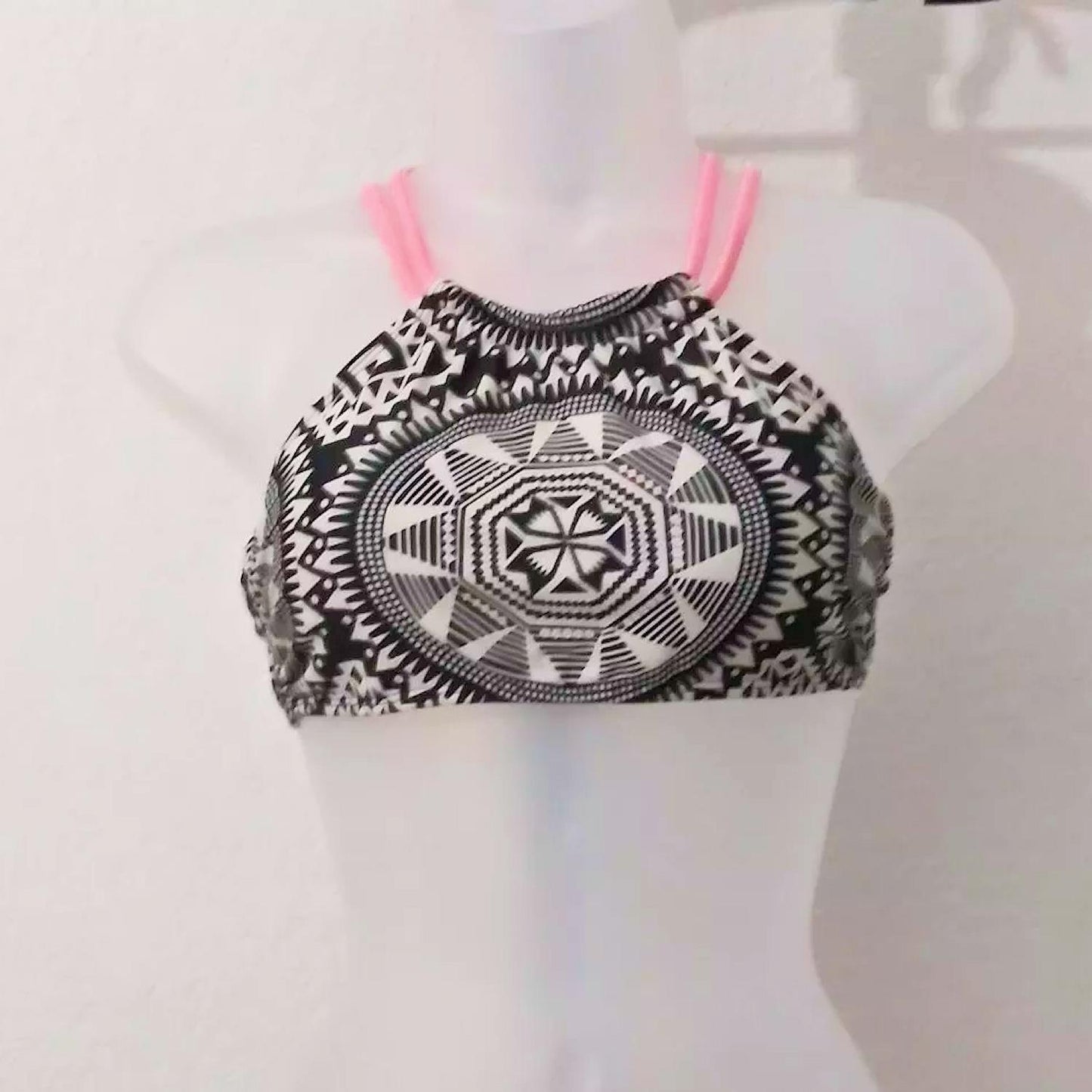 Xhilaration Tribal Geometric High Neck Halter Bikini Swim Top D/DD