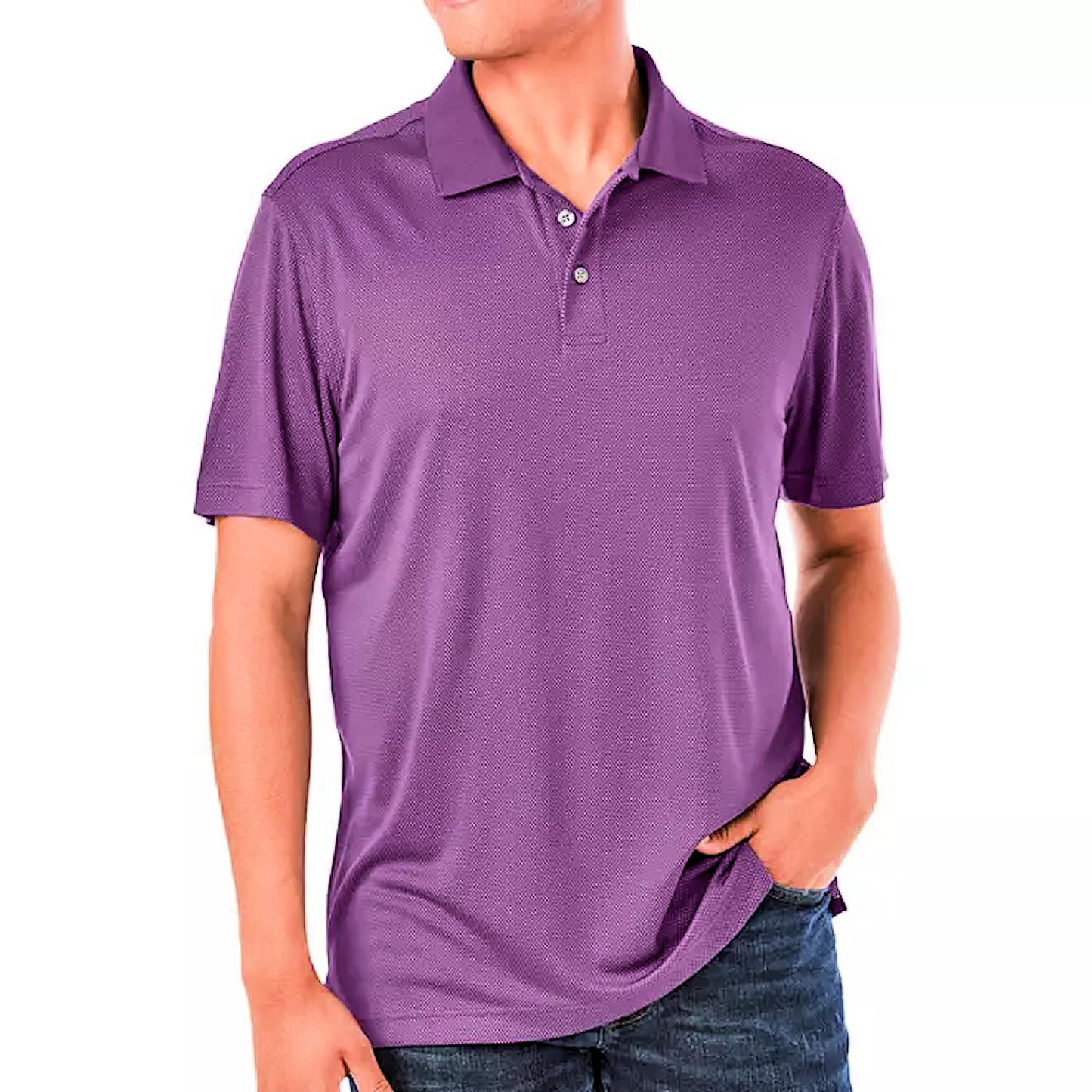 Member's Mark Men's Two Tone Pique Luxe Moisture Wicking Polo Shirt