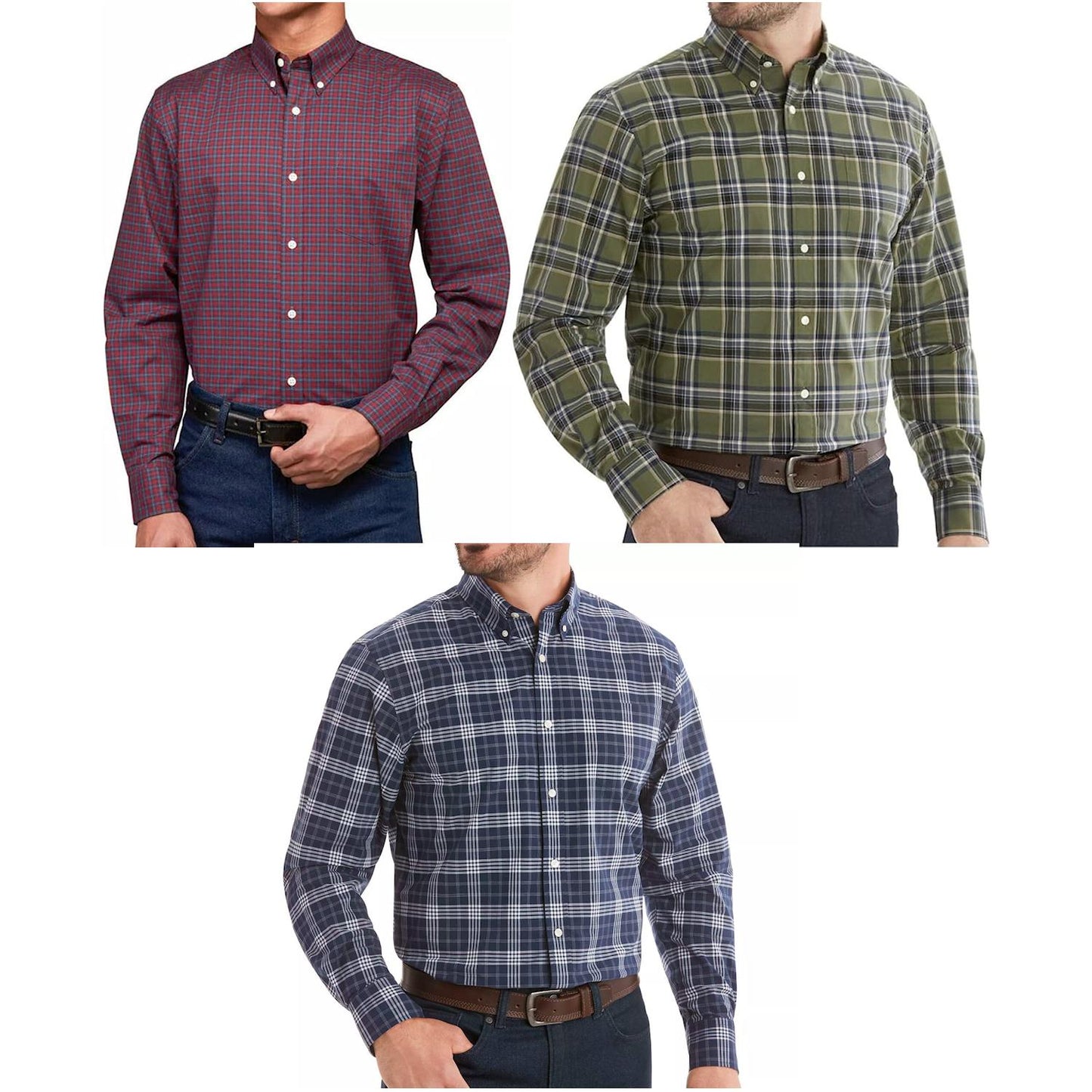 Member's Mark Men's Long Sleeve Poplin Plaid Shirt