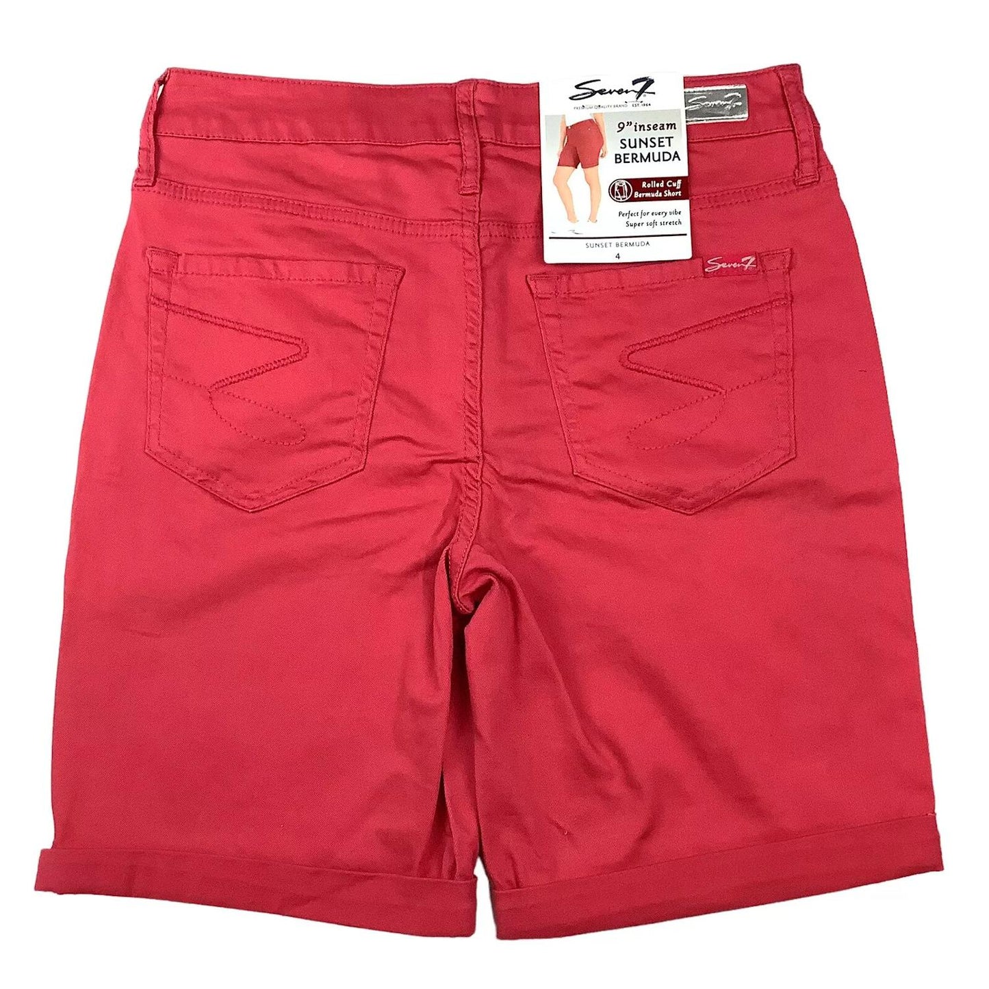 Seven7 Women's 9" Inseam Stretch Sunset Bermuda Shorts, Rolled Cuff