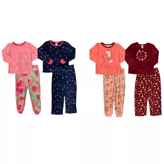 Member's Mark Girl's 4 Piece Plush & Super Soft Fleece Pajama Set