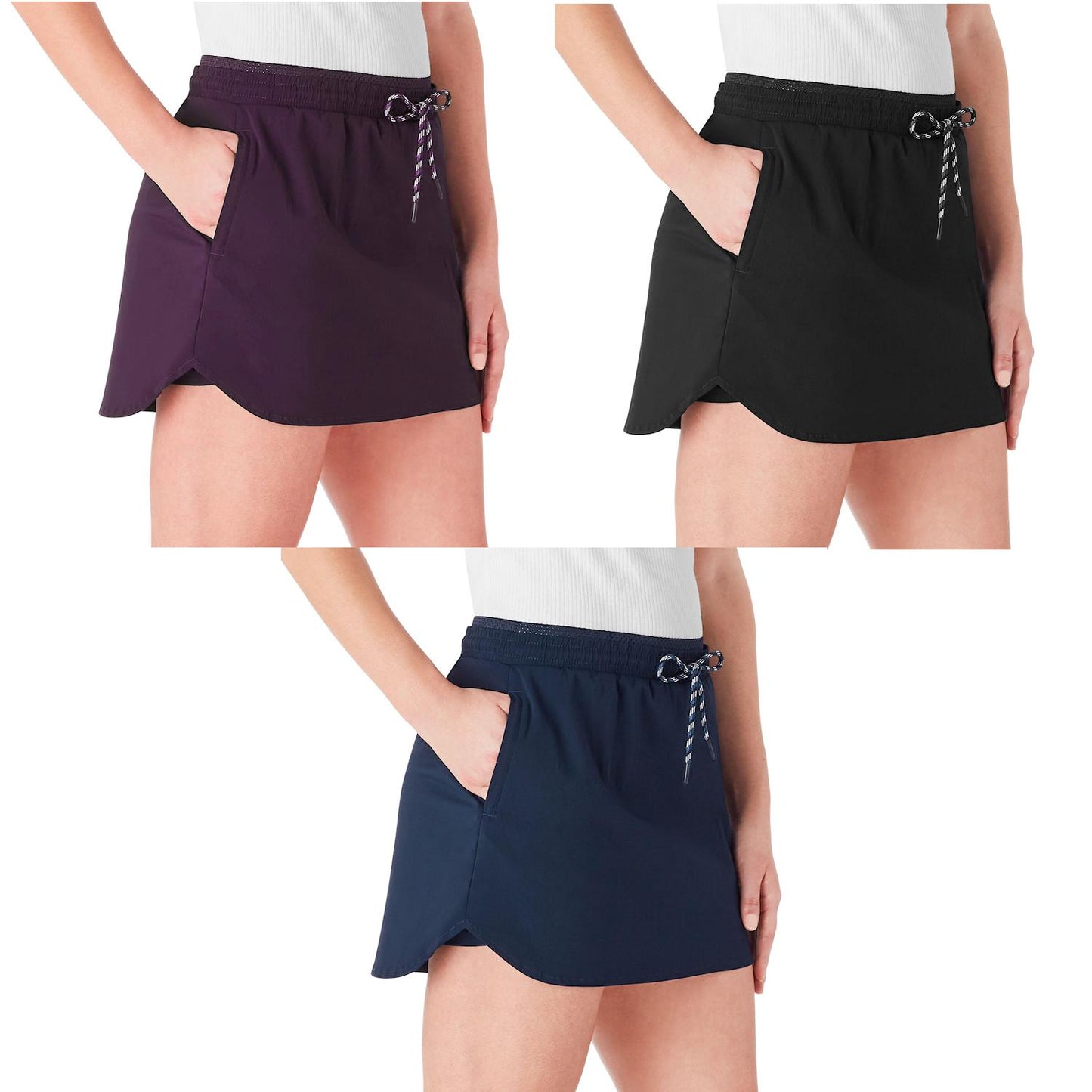 Member's Mark Women's Moisture Wick Inner Short Woven Trek Skort w/ Pockets