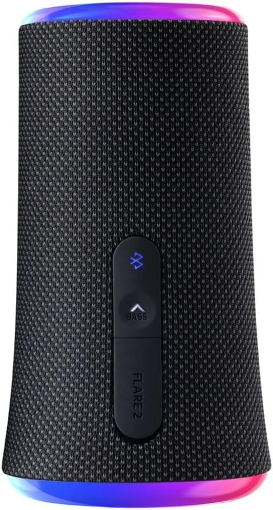 Soundcore Flare 2 (20W, 12-Hour Playtime) Wireless Portable IPX7 Waterproof Bluetooth Speaker, 360° Immersive Sound, Music Driven Lightshow, PartyCast (Connect up to 100 Speakers) Black (A3165)