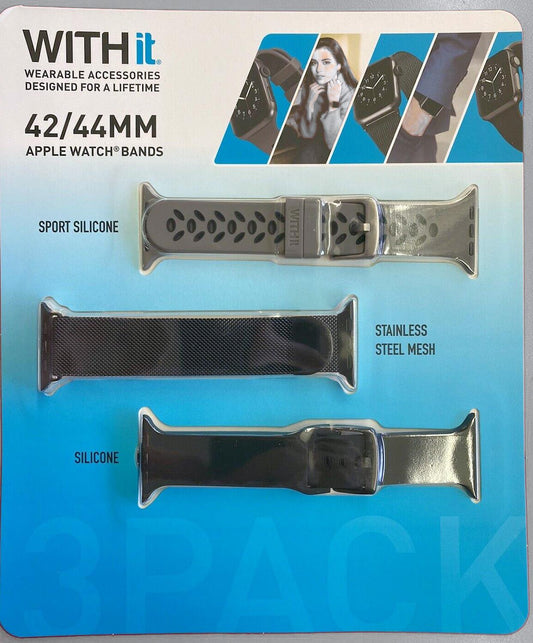 WITHit Bands for 42mm or 44mm Apple Watch, Exclusive 3 Pack