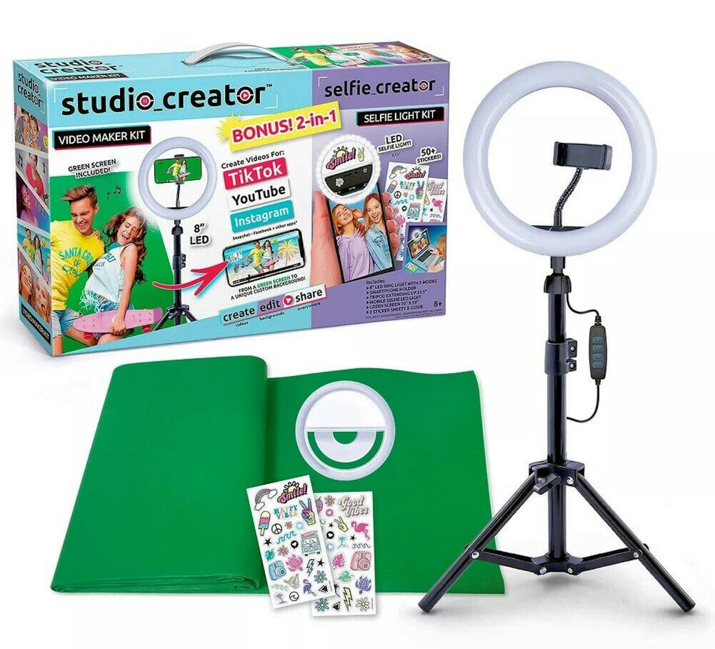 Studio Creator Video Maker Kit Bonus! 2-in-1 Selfie Light Kit