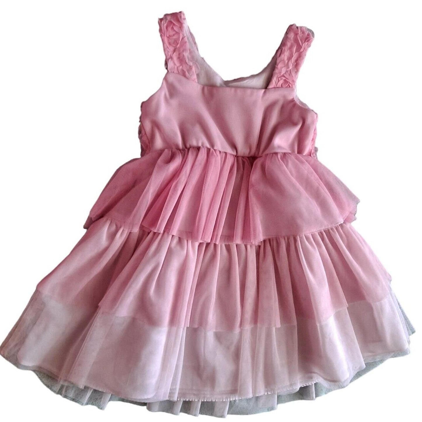Bonnie Jean Ruffled Tiered Knee Length Ombre Party Dress Rosette Detail