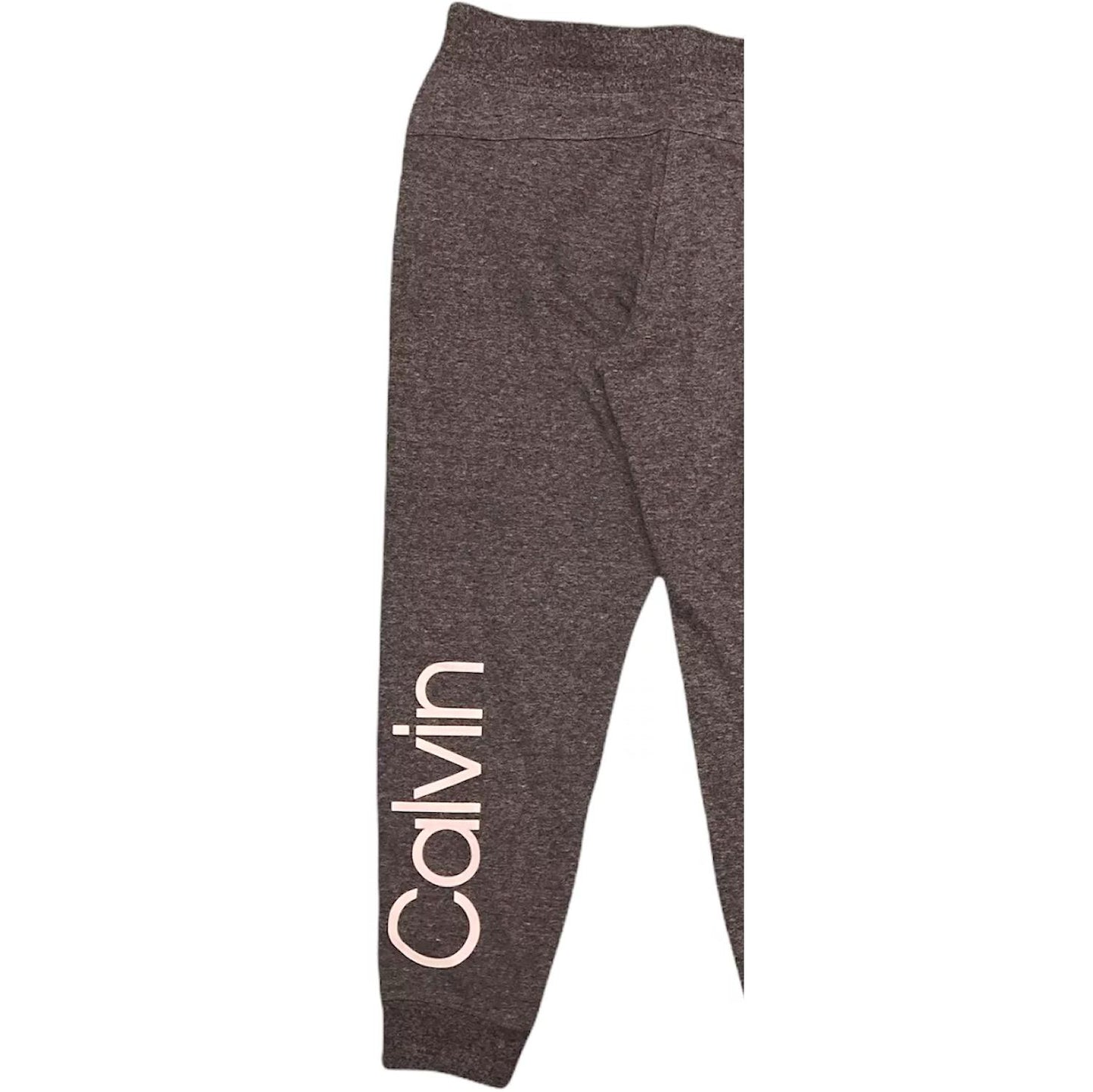 Calin Klein Women's Logo Fleece Lined Jogger Sweatpants (Charcoal Heather, L)