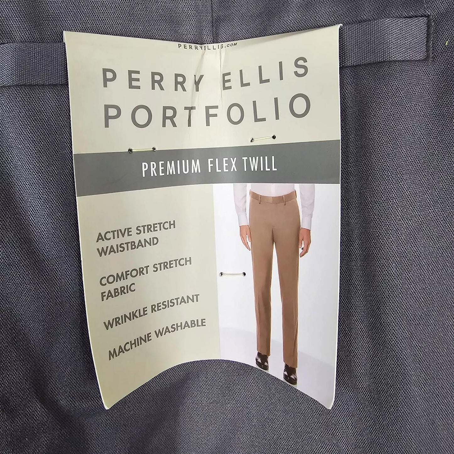 Perry Ellis Men's Portfolio Stretch Straight Leg Flex Flat Front Dress Pants