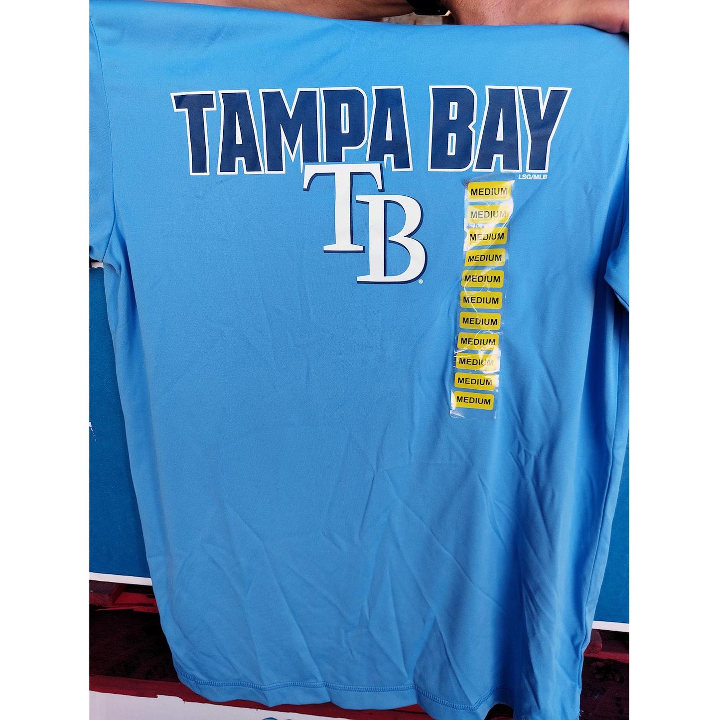 Majestic MLB Tampa Bay Rays Men's Light Blue Evolution Cool Base T-Shirt