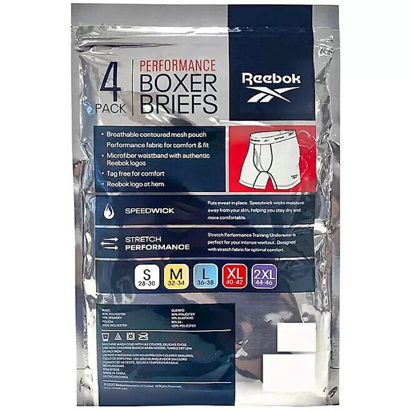 Reebok Men's Speedwick Performance Training Boxer Briefs 4 Pack