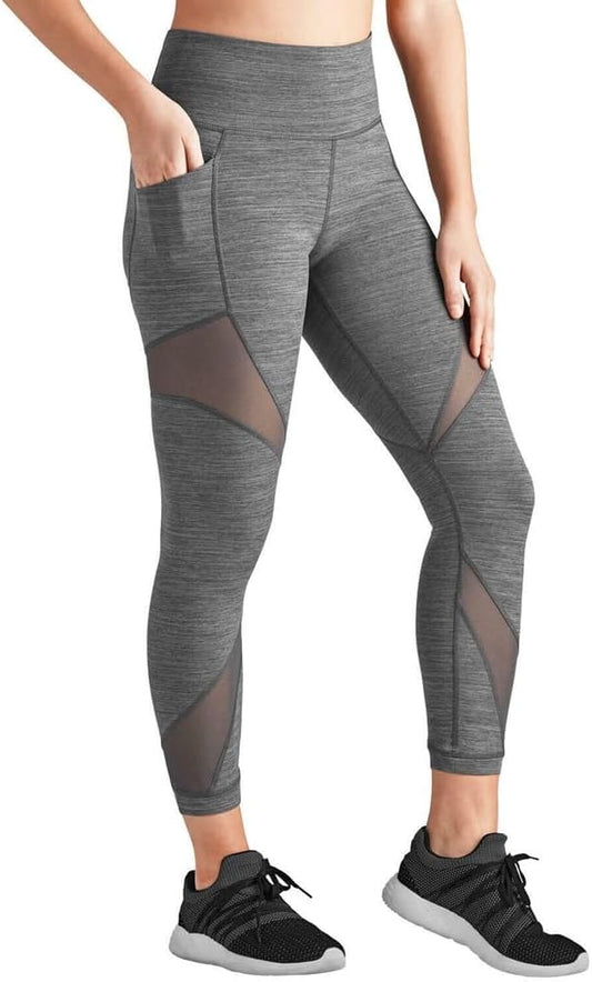 Member's Mark Women's Mesh Detail Hi Rise Compression Ankle Legging w/ Pockets Gray