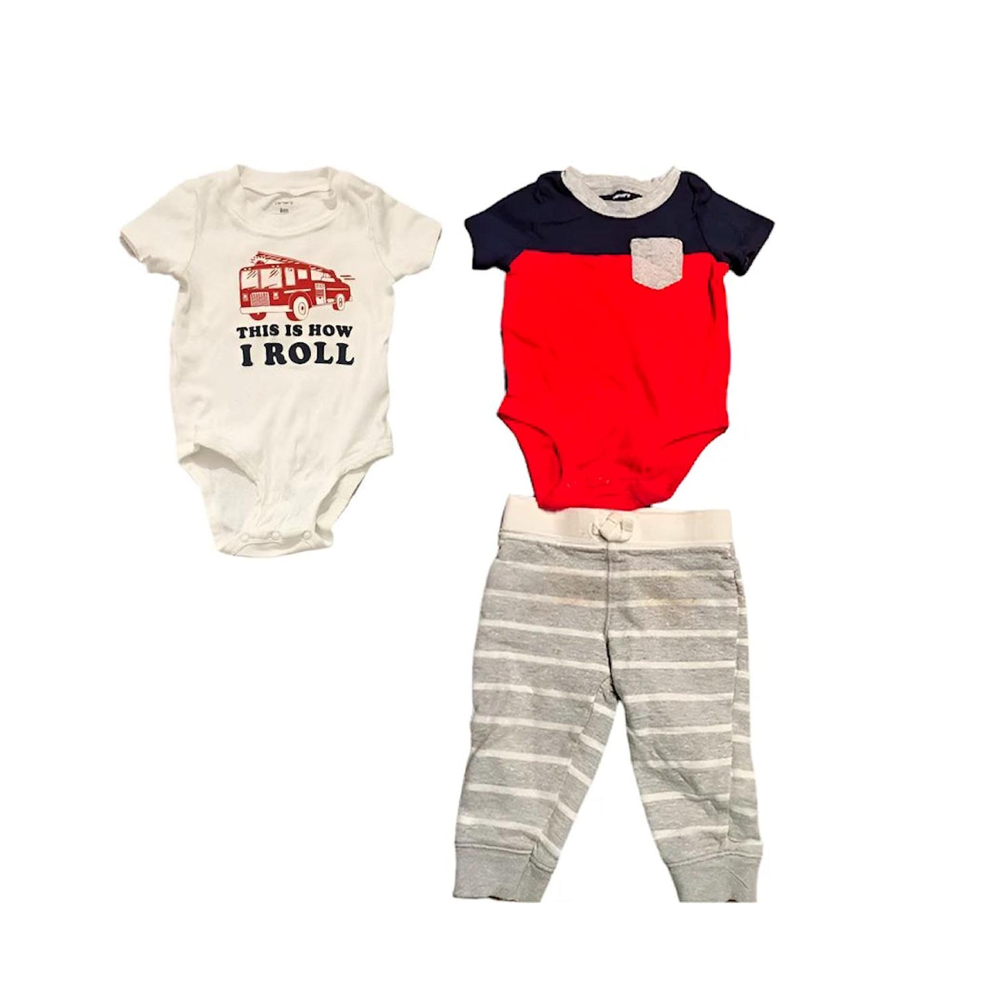 Carter's Baby & Toddler Boy's 3 Piece Short Sleeve Bodysuit & Jogger Pant Set