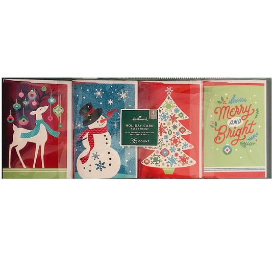 Hallmark Boxed Christmas Cards Assortment, Holiday Sparkle (4 Designs, 35 Cards and Envelopes)