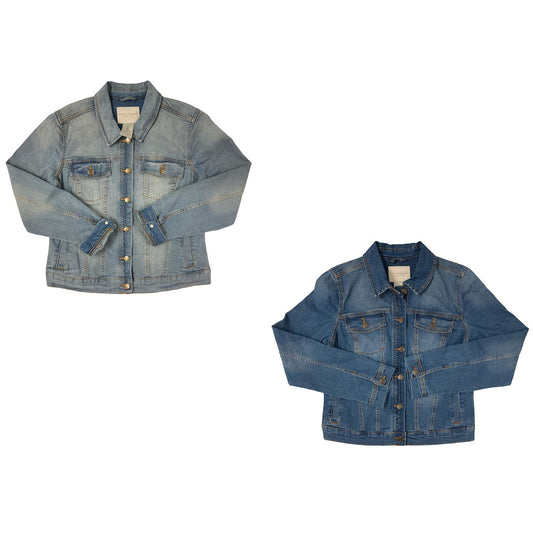 Social Standard Women's Long Sleeve Button Up Denim Jean Jacket