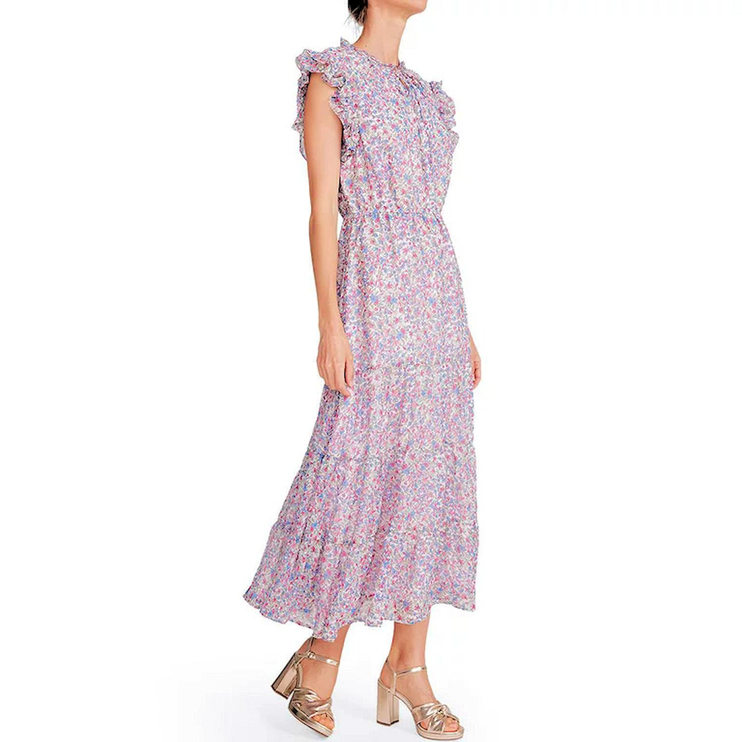 BB Dakota by Steve Madden Womens Ditsy Floral Sleeveless Printed Chiffon Dress