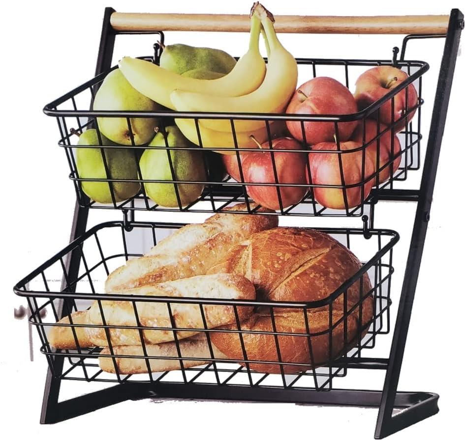 Member's Mark 2-Tier Handcrafted Wrought Iron Snack Stand With Removable Angled Baskets