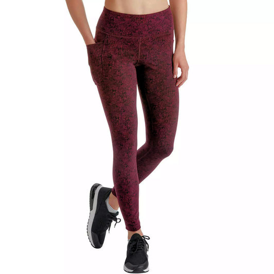 Member's Mark Women's High Rise Jacquard Textured Legging w/ Side Pockets Burgundy S