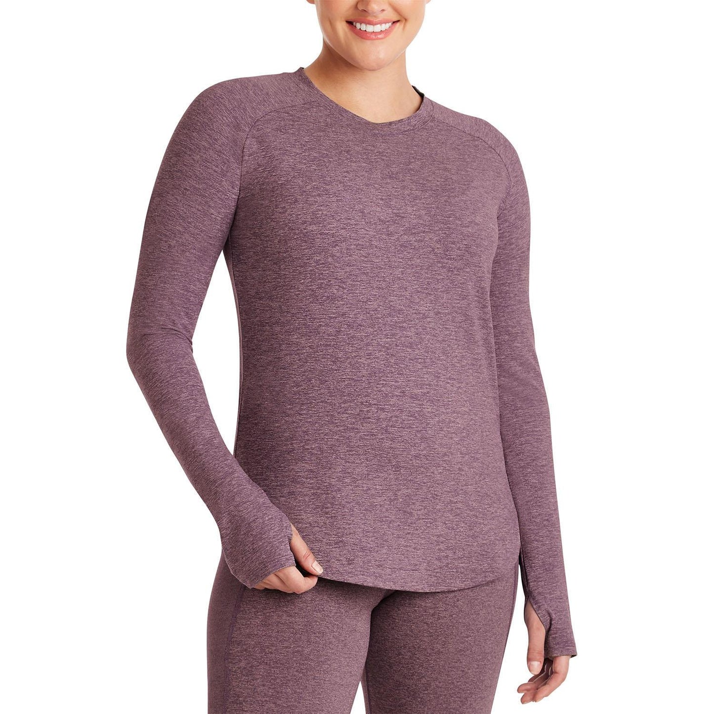 Member's Mark Women's Curved Hem Long Sleeve Soft Heather Top with Thumbholes