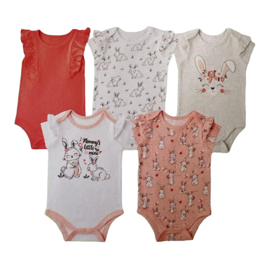Member's Mark Baby Girl's Tag Free 5-Pack Favorite Cotton Bodysuits Bunnies 24M