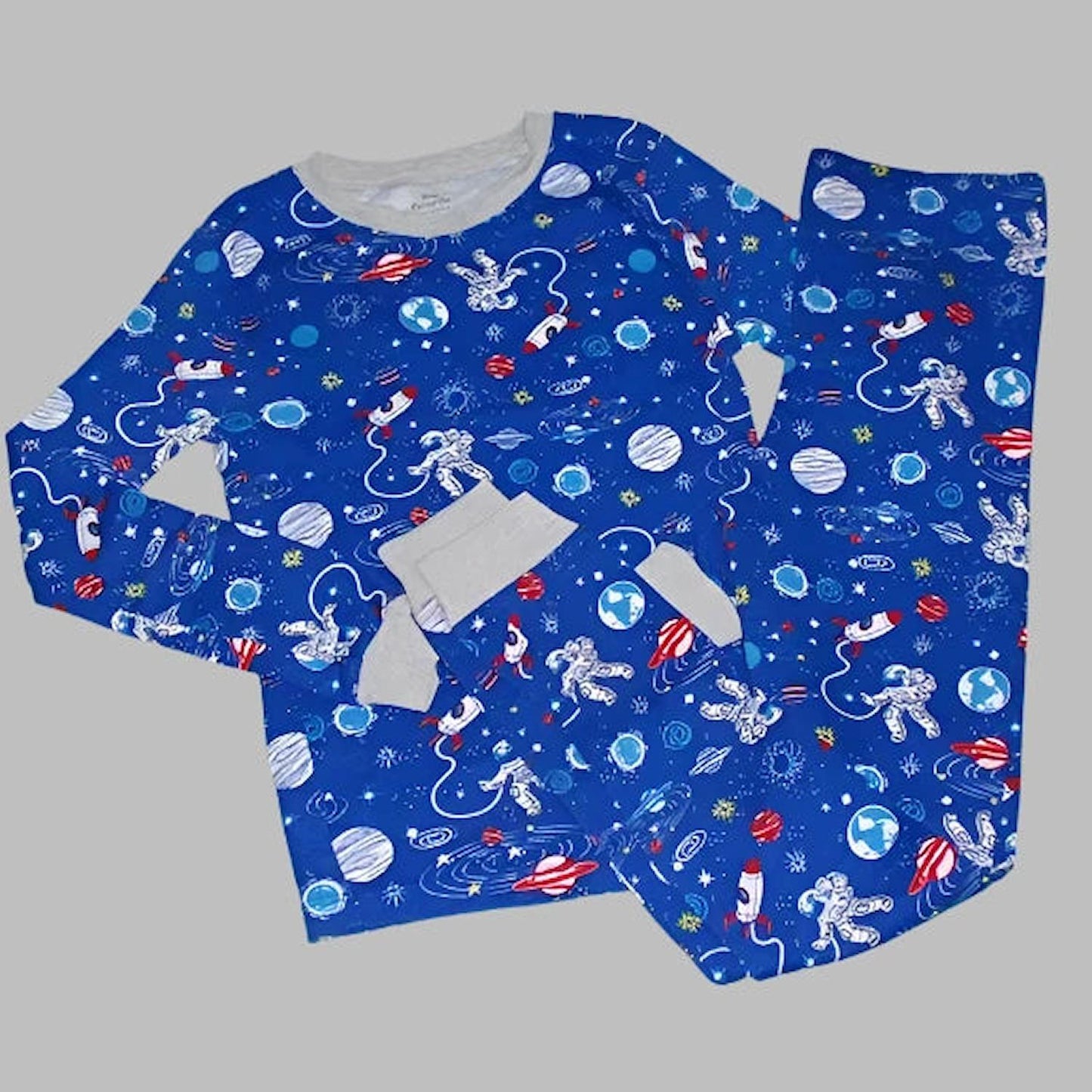 Member's Mark Boy's Long Sleeve 4pc Pajama Set Space Robot 18M