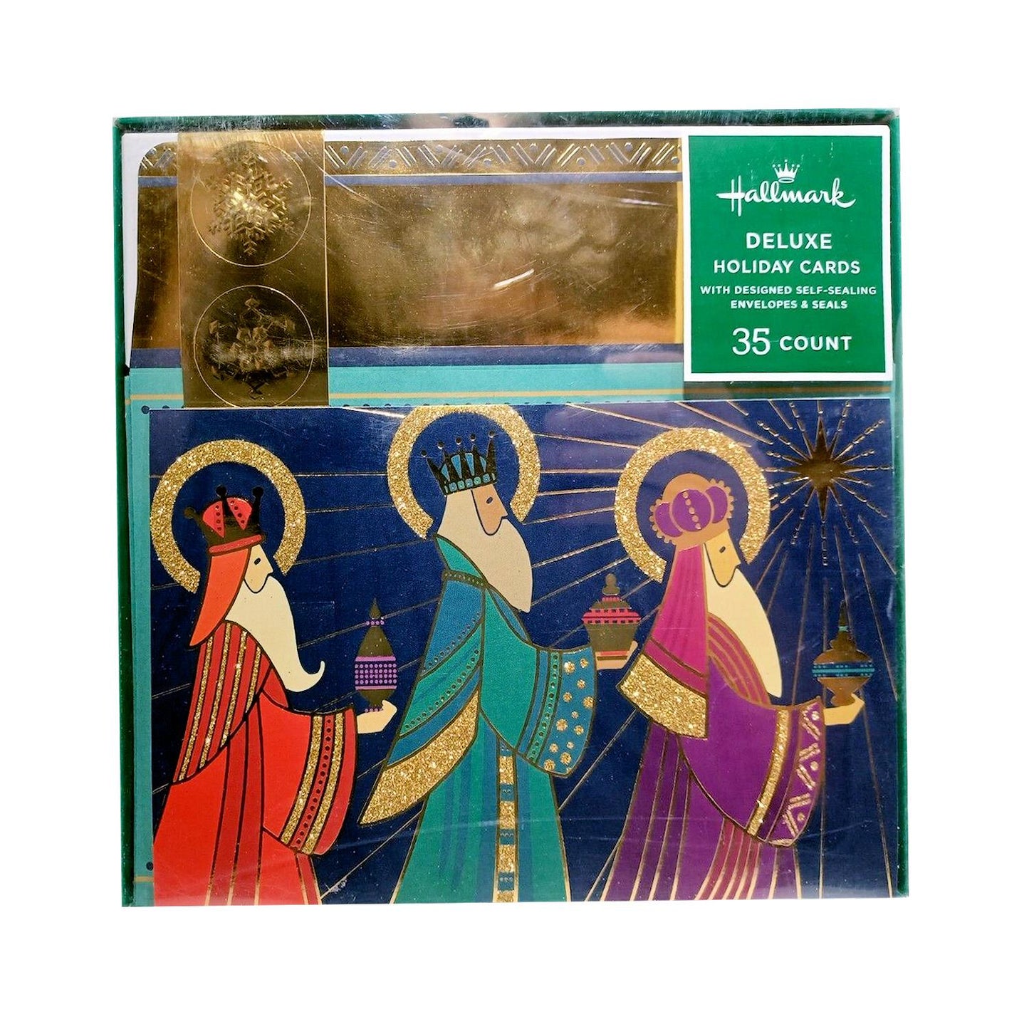 Hallmark Boxed Deluxe Christmas Cards the Three Wise Men 35 Cards, Designed Self-Sealing Envelopes and Seals