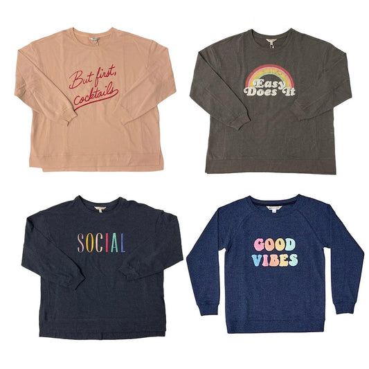 Wildfox Women's Crew Neck Lightweight Comfy Statement Sweatshirt