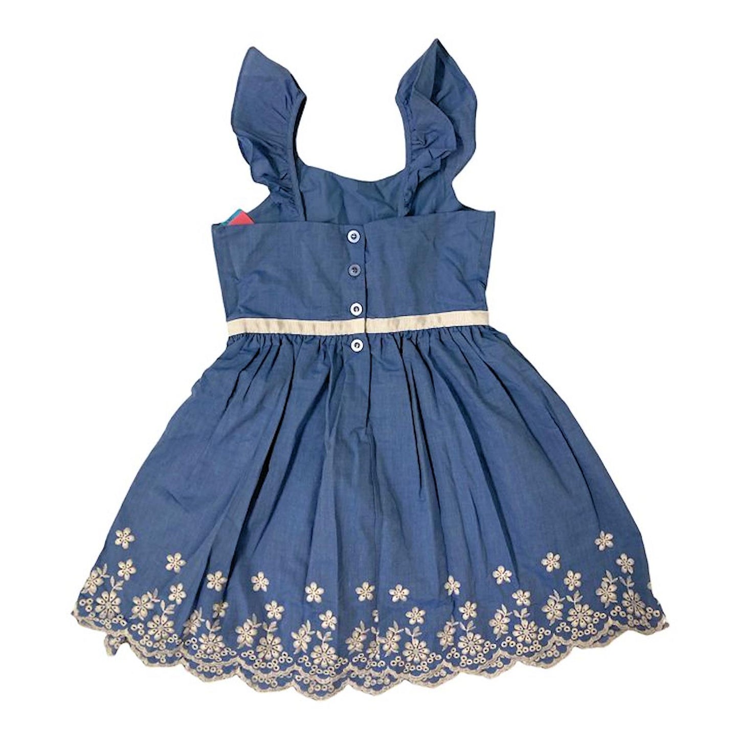 Zunie Girl Girl's Chambray Embroidered Eyelet Detail Sundress (XL (14/16)