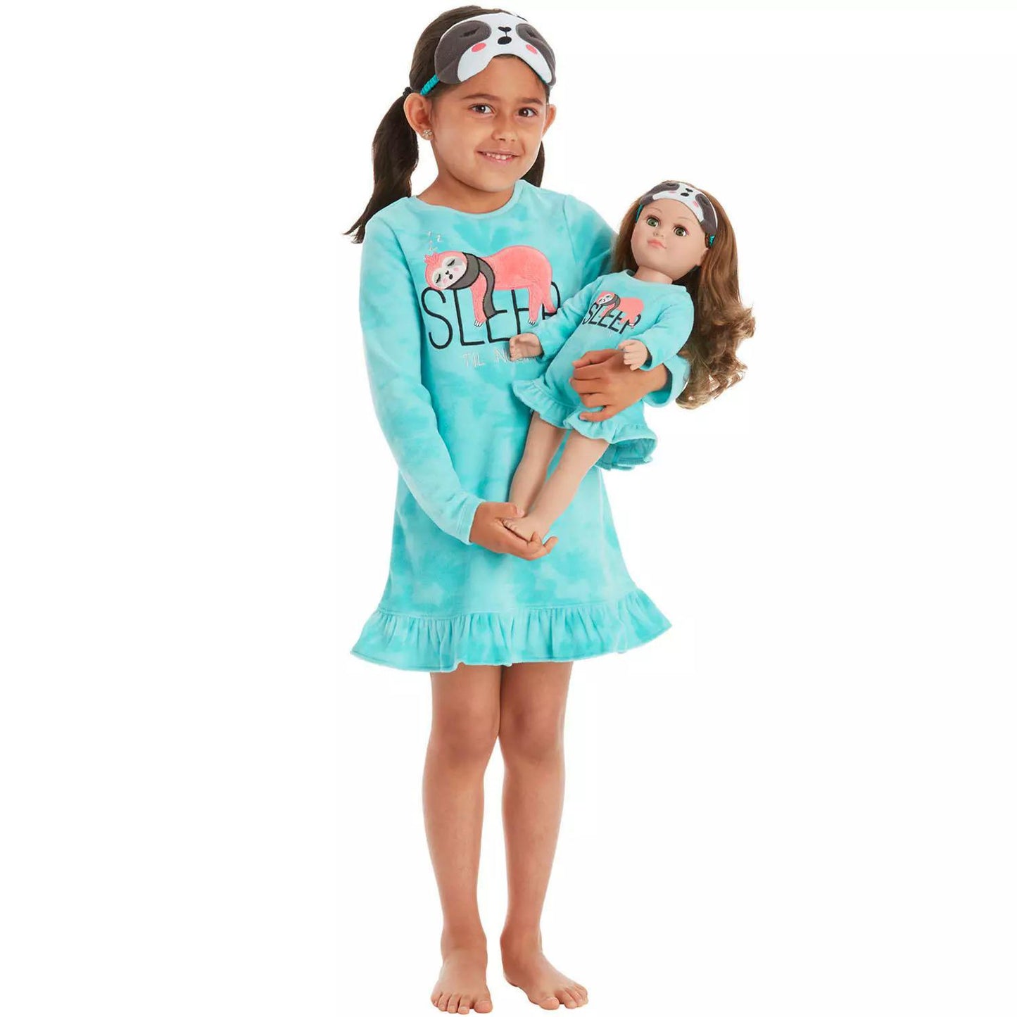 Girls Perfect Pair 4PC Pajama Gown Set Gown and Sleep Mask for her and her 18" Doll