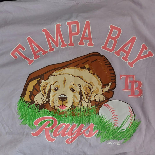 Tampa Bay Rays Women’s Graphic T-Shirt Tee Lavender Lilac Retriever Dog XXL Majestic